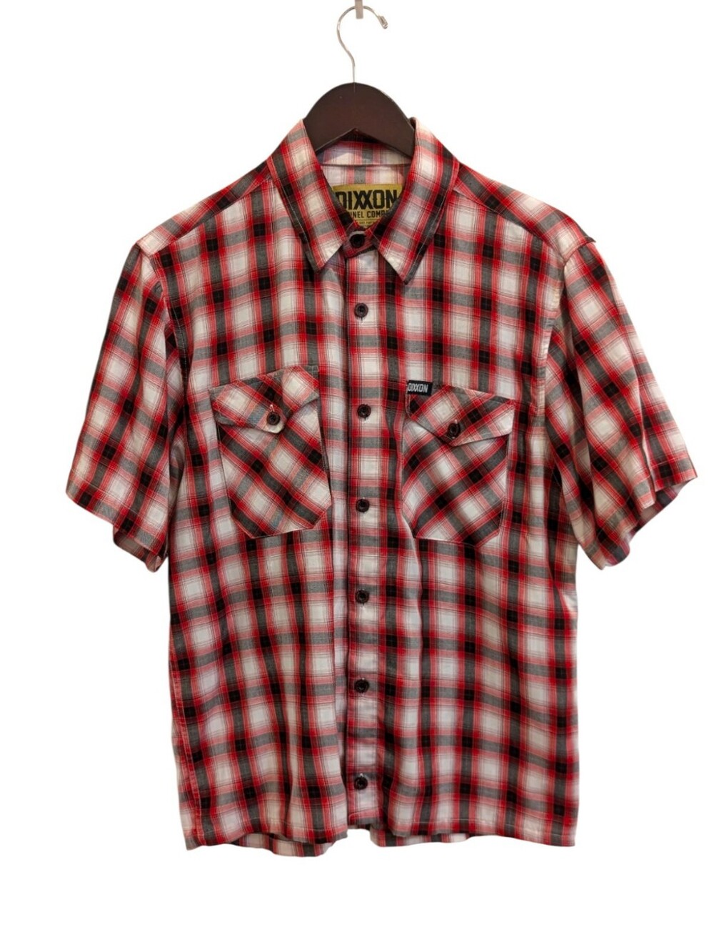 Dixxon Flannel Co Hollywood Short Sleeve Plaid Shirt Mens Med Bamboo Blend Red